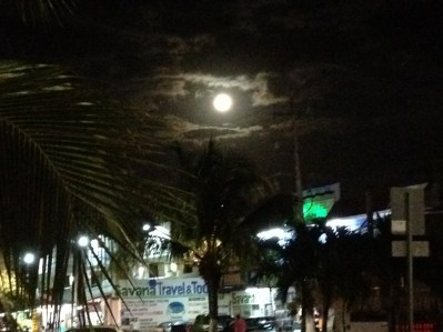 Tulum pueblo at night