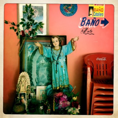 Inside the chicken restaurant in Tulum, Mexico