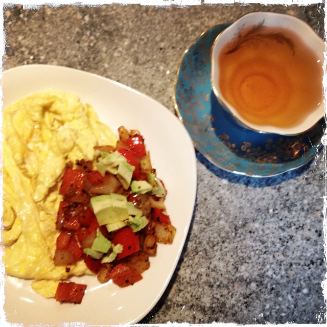 eggs with veg and guajillo chili - trust in kim