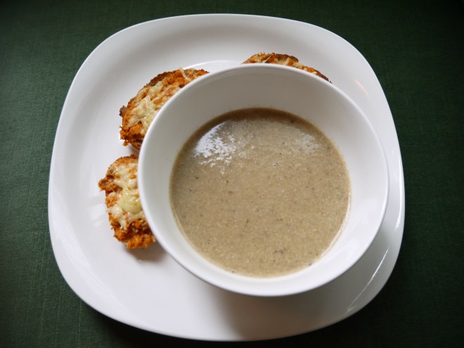 vegan cream of mushroom with cheese toasts - trust in kim