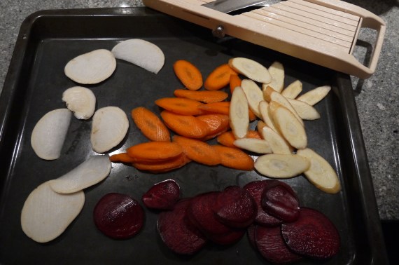 sliced root vegetables - trust in kim