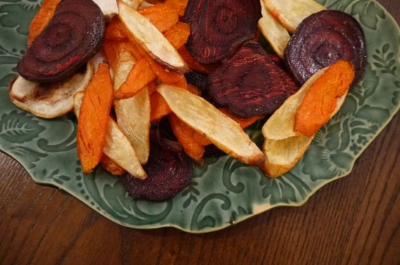 roasted root vegetable chips - trust in kim