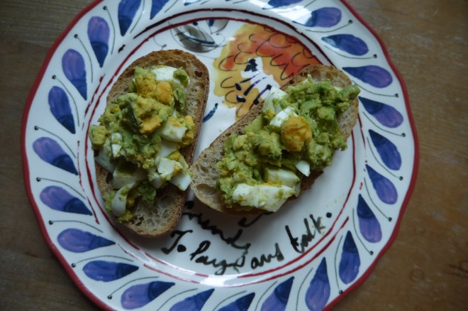 egg and avocado open-faced sandwich - trust in kim