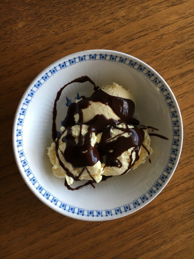 ice cream and hot fudge sauce - trust in kim