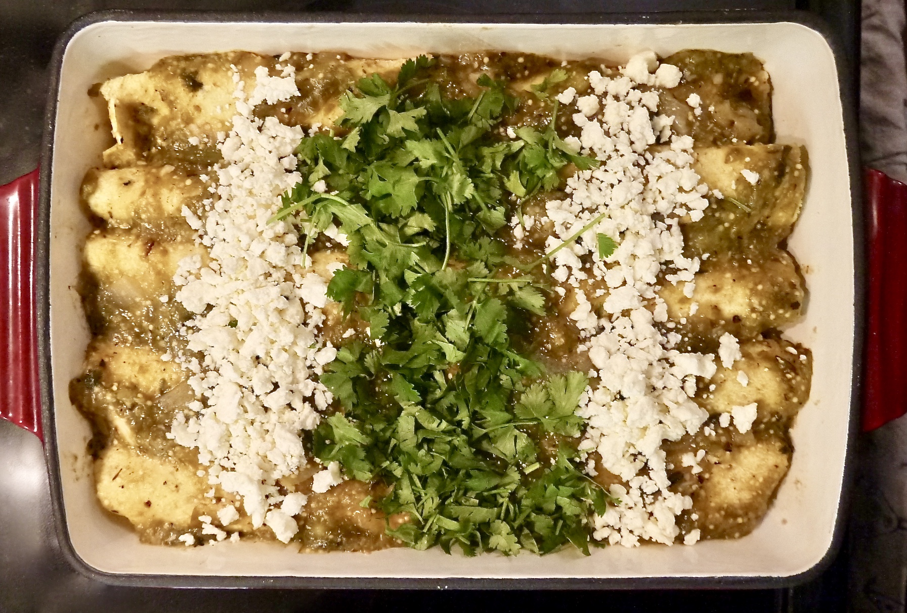 roasted tomatillo chicken enchiladas - trustinkim.com