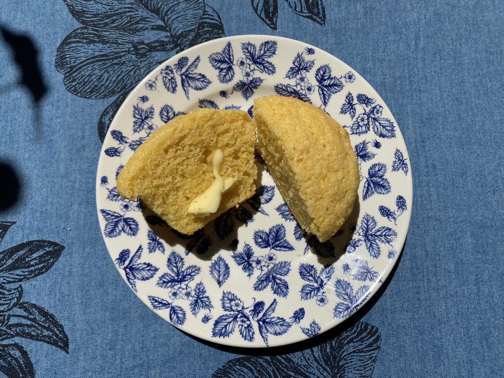 cornmeal muffin on a plate